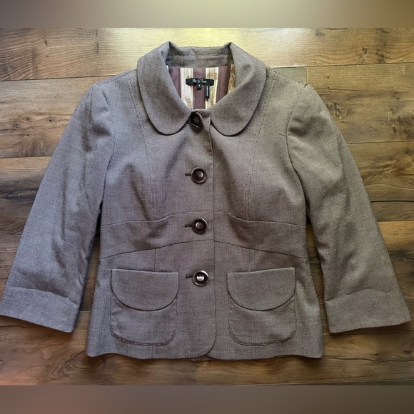 NIC+ZOE Jackets & Blazers - Nic + Zoe Micro Check Structured Jacket | Size 6 | Brown & Cream